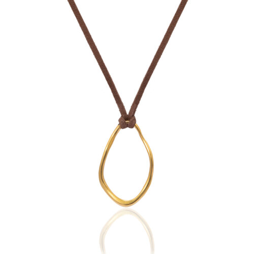 Gold Orb Necklace - Light Brown
