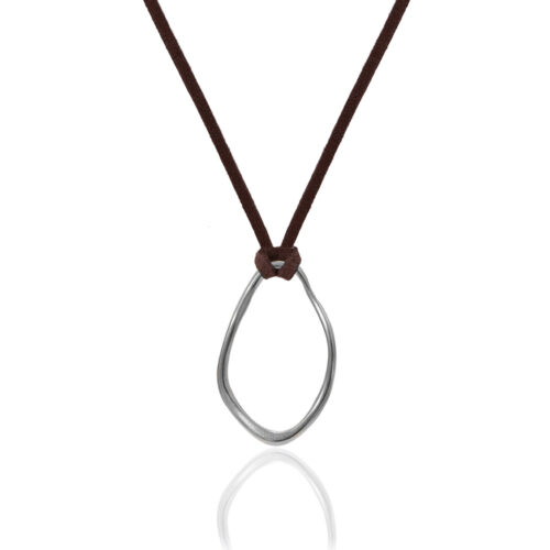 Silver Orb Necklace - Dark Brown