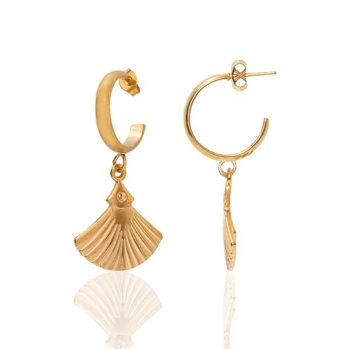 Gold Ginkgo Drop Hoops
