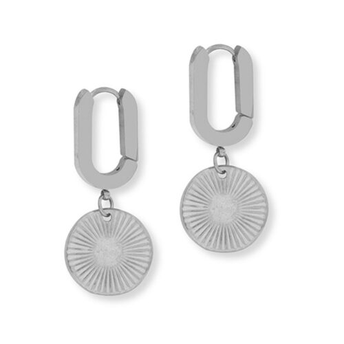 Silver Sunburst Hoops