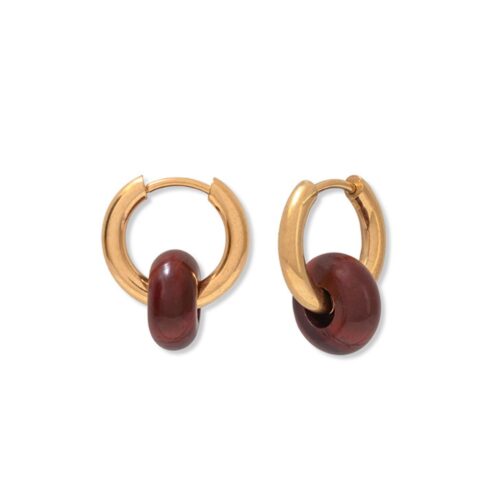 Gold Red Jasper Hoops