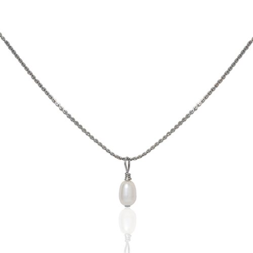 Silver Pearl Droplet Necklace