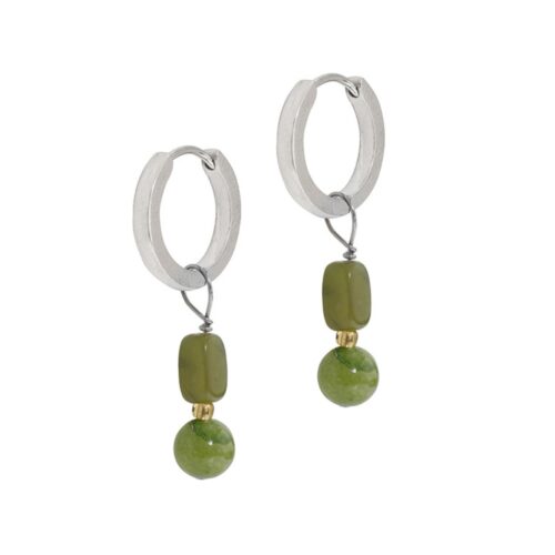 Silver Olive Hoops